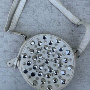 Betty Boop White Bedazzled Shoulder Bag Rhinestone Fabric Faux Leather 2014 King